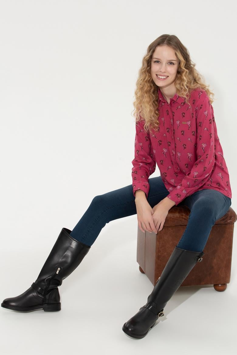 Kadın Pembe Uzun Kollu Gömlek - 50261134010