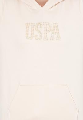 Kadın Ekru Kapüşonlu Basic Sweatshirt - 50256249005