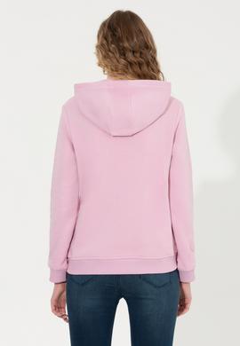 Kadın Açık Manolya Basic Kapüşonlu Sweatshirt - 50256249069