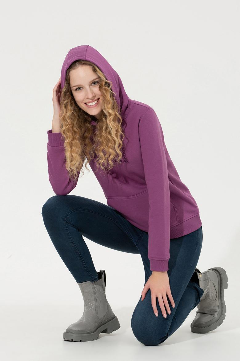 Kadın Menekşe Basic Sweatshirt - 50256249087