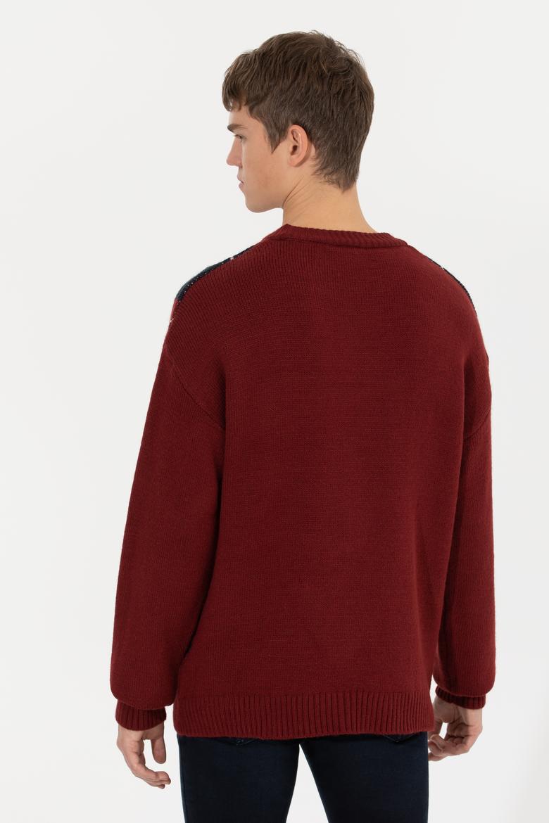 Erkek Vişne Bisiklet Yaka Triko Kazak - 50256191023