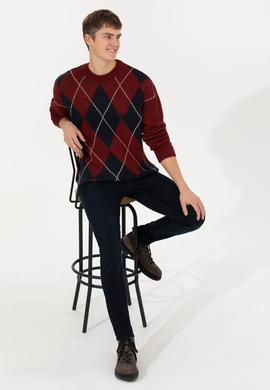 Erkek Vişne Bisiklet Yaka Triko Kazak - 50256191023