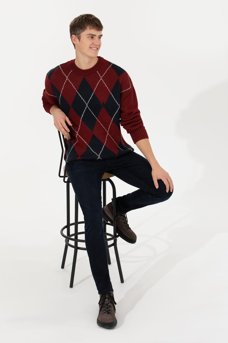 Erkek Vişne Bisiklet Yaka Triko Kazak - 50256191023