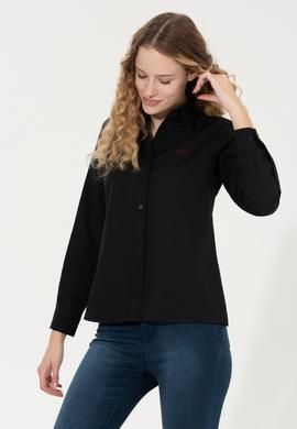 Kadın Siyah Uzun Kollu Basic Gömlek - 50262490018