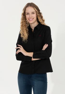 Kadın Siyah Uzun Kollu Basic Gömlek - 50262490018