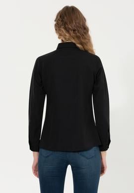 Kadın Siyah Uzun Kollu Basic Gömlek - 50262490018