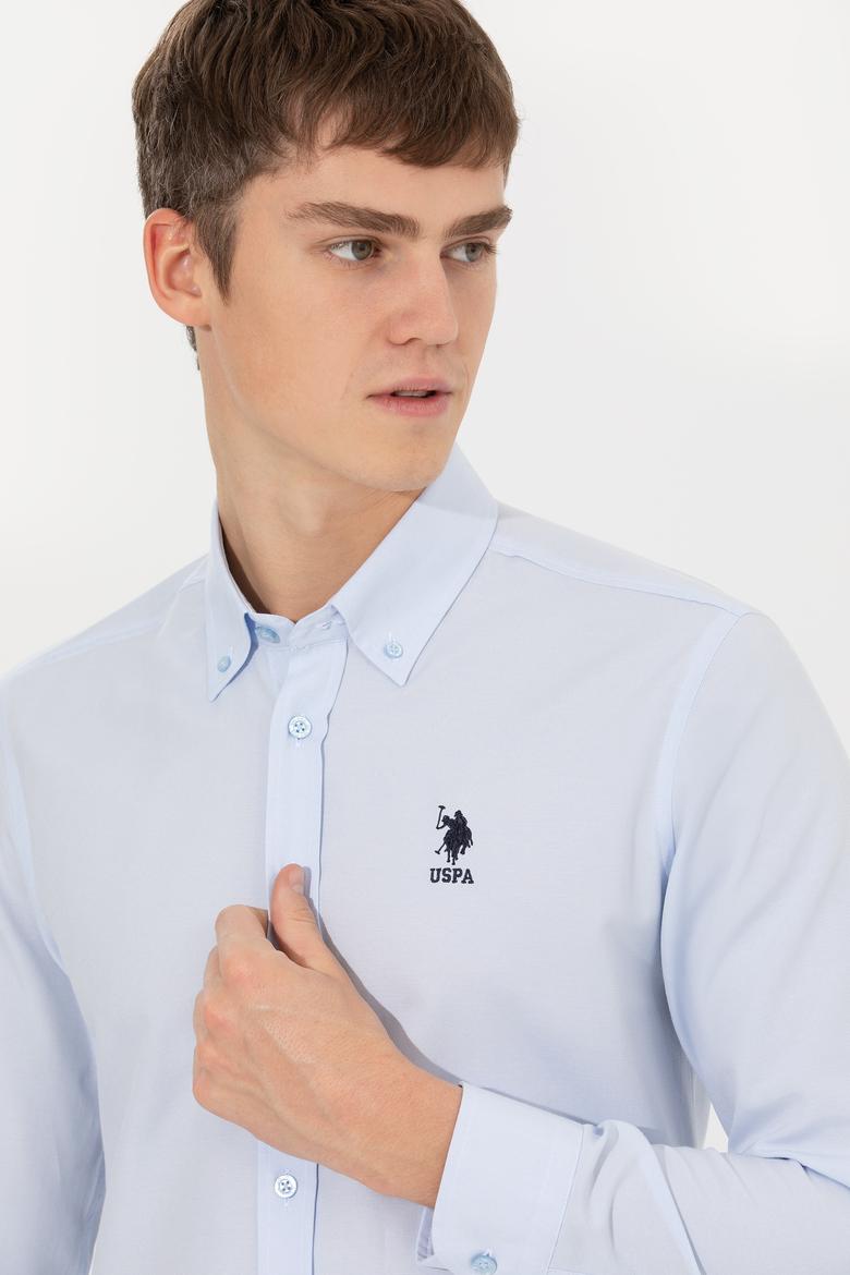 Erkek Açık Mavi Uzun Kollu Basic Gömlek - 50253873012