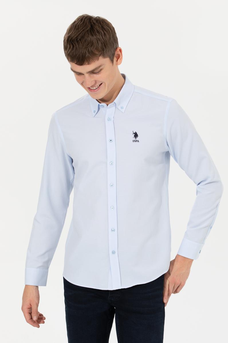 Erkek Açık Mavi Uzun Kollu Basic Gömlek