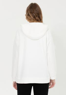 Kadın Ekru Kapüşonlu Sweatshirt - 50255511007