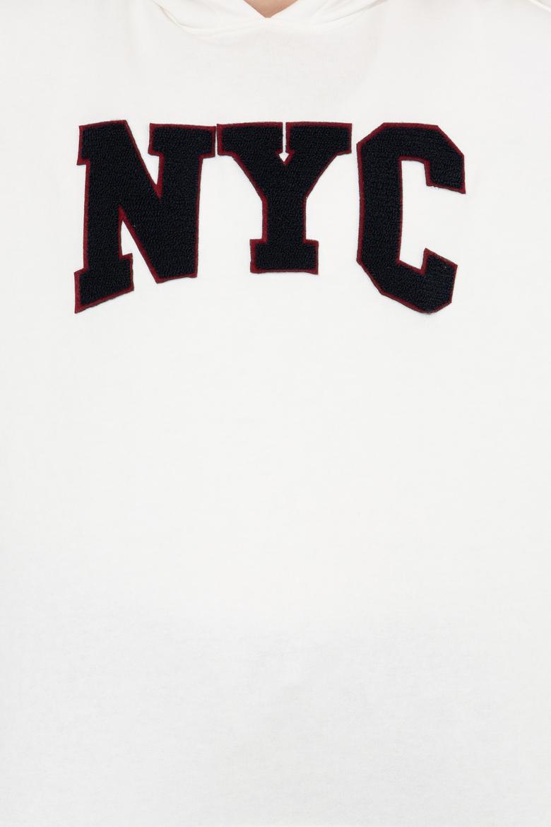 Kadın Ekru Kapüşonlu Sweatshirt - 50255511007