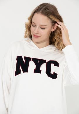 Kadın Ekru Kapüşonlu Sweatshirt - 50255511007