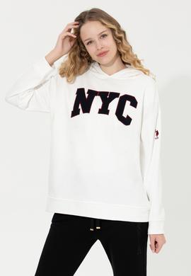 Kadın Ekru Kapüşonlu Sweatshirt - 50255511007