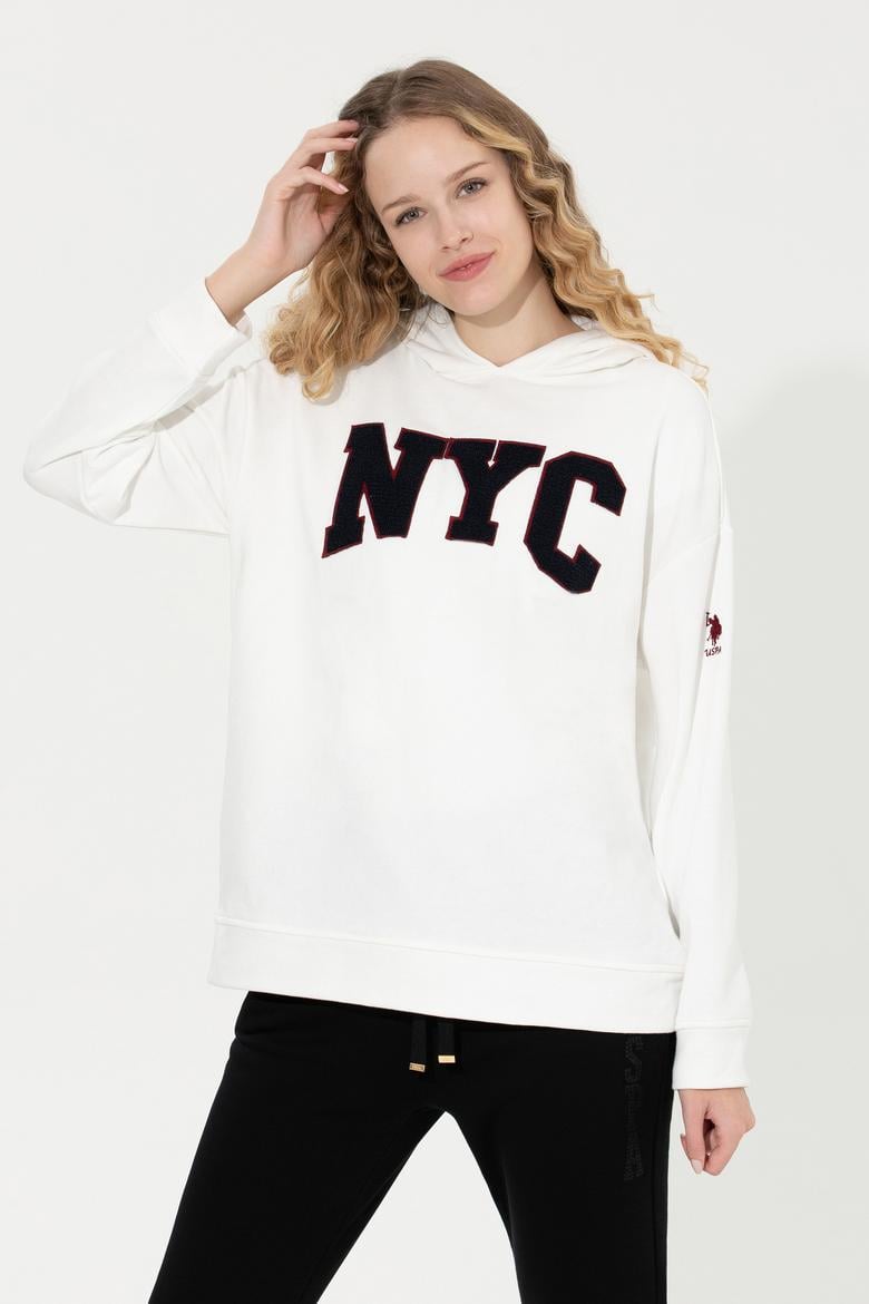 Kadın Ekru Kapüşonlu Sweatshirt - 50255511007