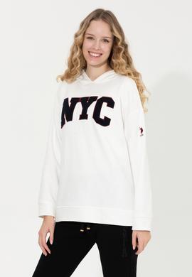 Kadın Ekru Kapüşonlu Sweatshirt - 50255511007