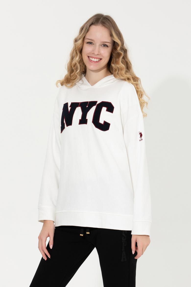 Kadın Ekru Kapüşonlu Sweatshirt - 50255511007