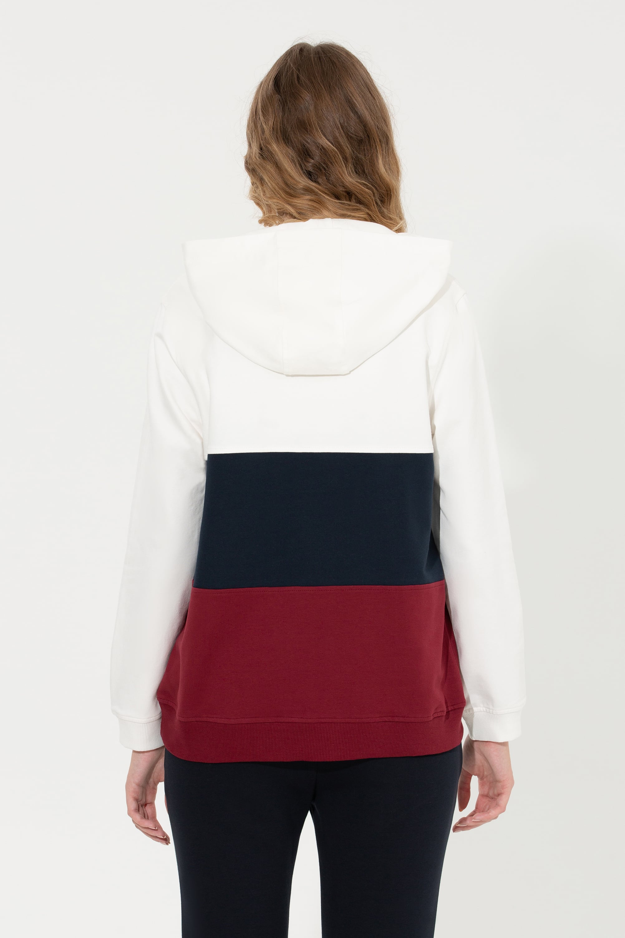 Kadın Vİşne Kapüşonlu Sweatshirt - Image 5