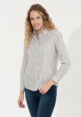 Kadın Gri Uzun Kollu Gömlek - 50254660014
