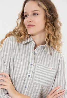 Kadın Gri Uzun Kollu Gömlek - 50254660014