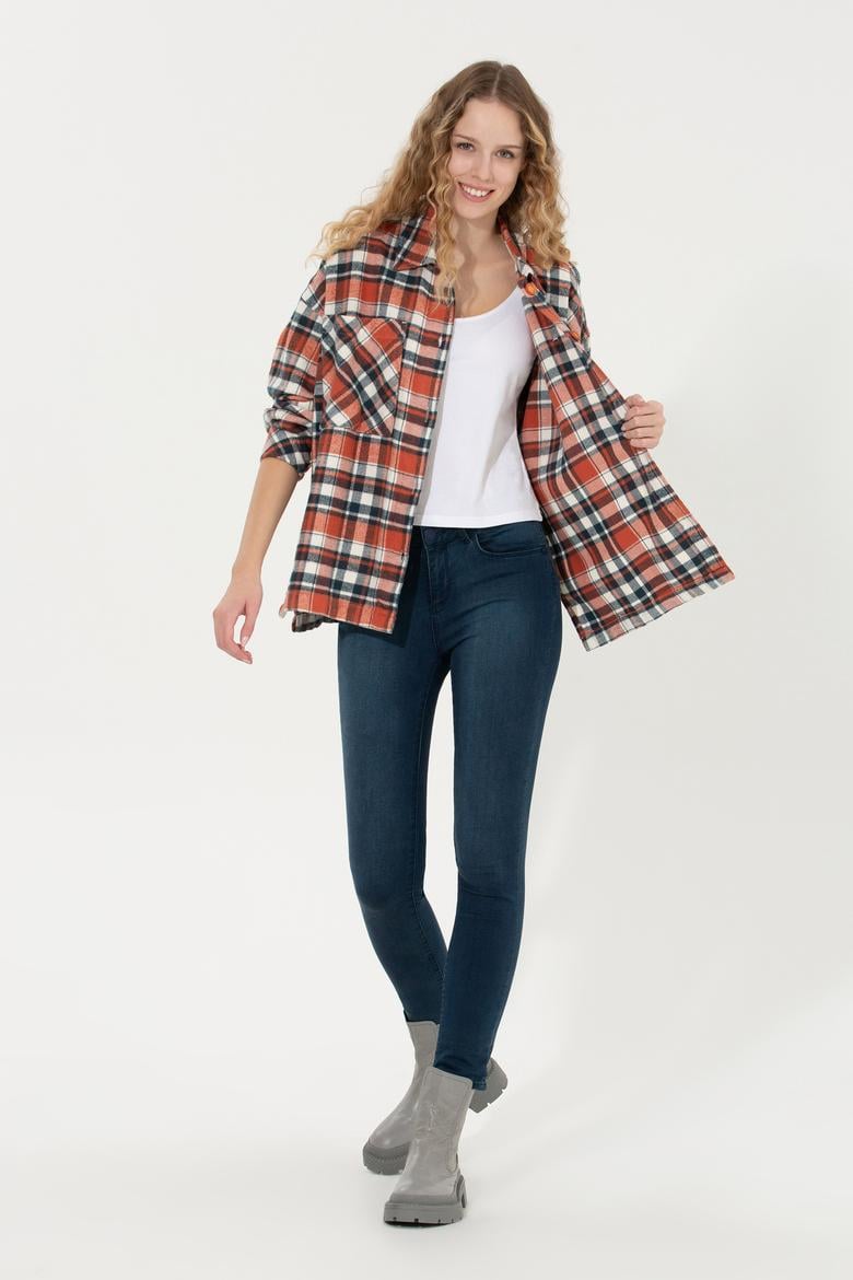 Kadın Kırmızı Jean Gömlek - 50253485014