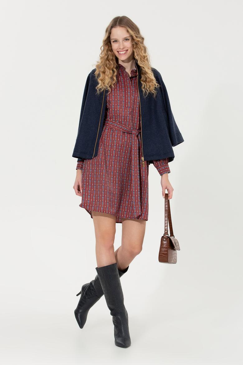 Kadın Vişne Dokuma Elbise