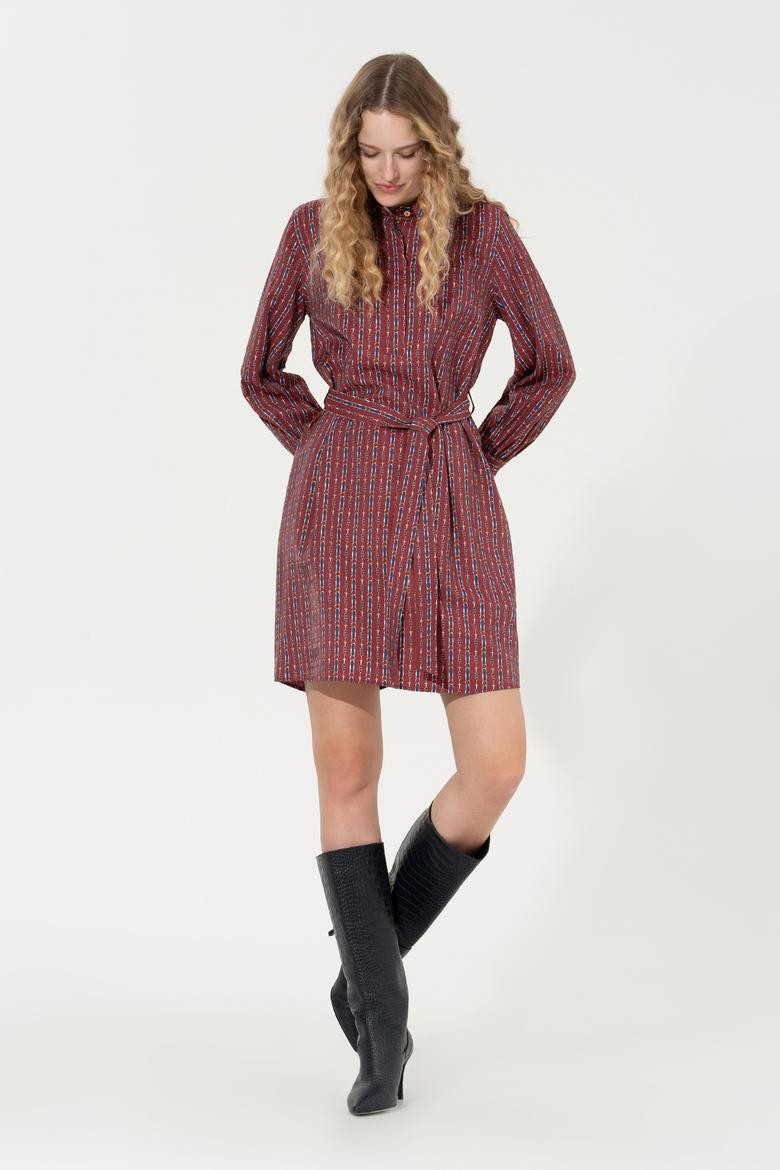 Kadın Vişne Dokuma Elbise - 50253651013