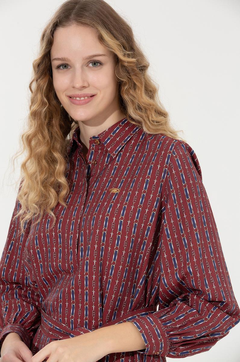 Kadın Vişne Dokuma Elbise