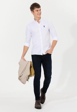 Erkek Beyaz Uzun Kollu Basic Gömlek - 50253872001
