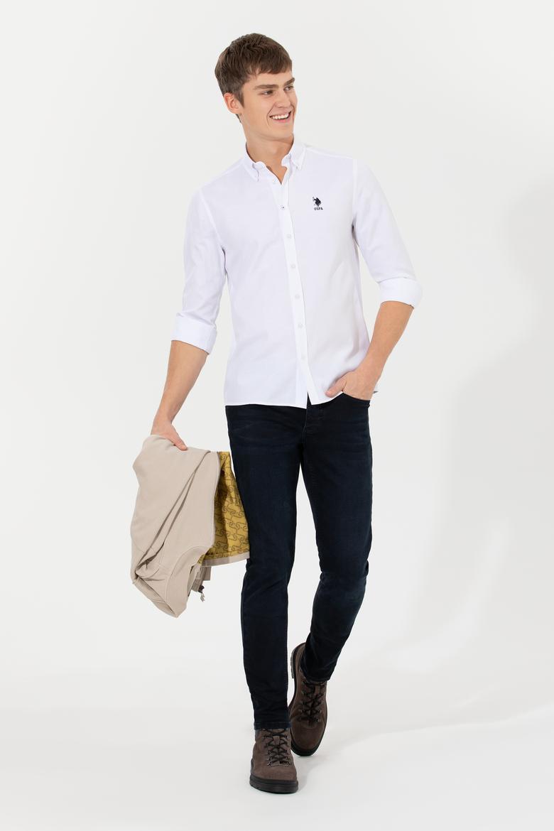 Erkek Beyaz Uzun Kollu Basic Gömlek - 50253872001