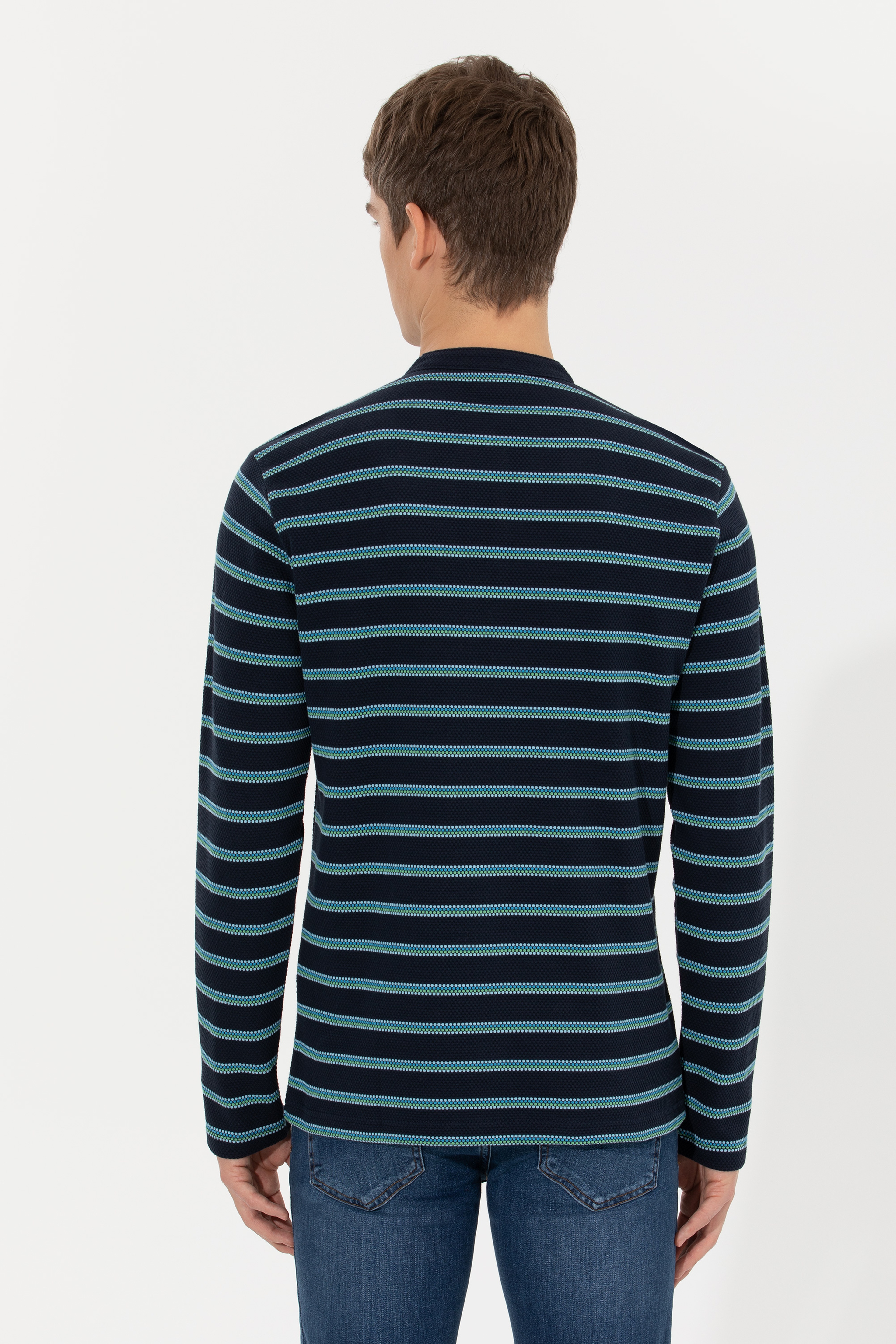 Erkek Lacivert Sweatshirt - Image 5