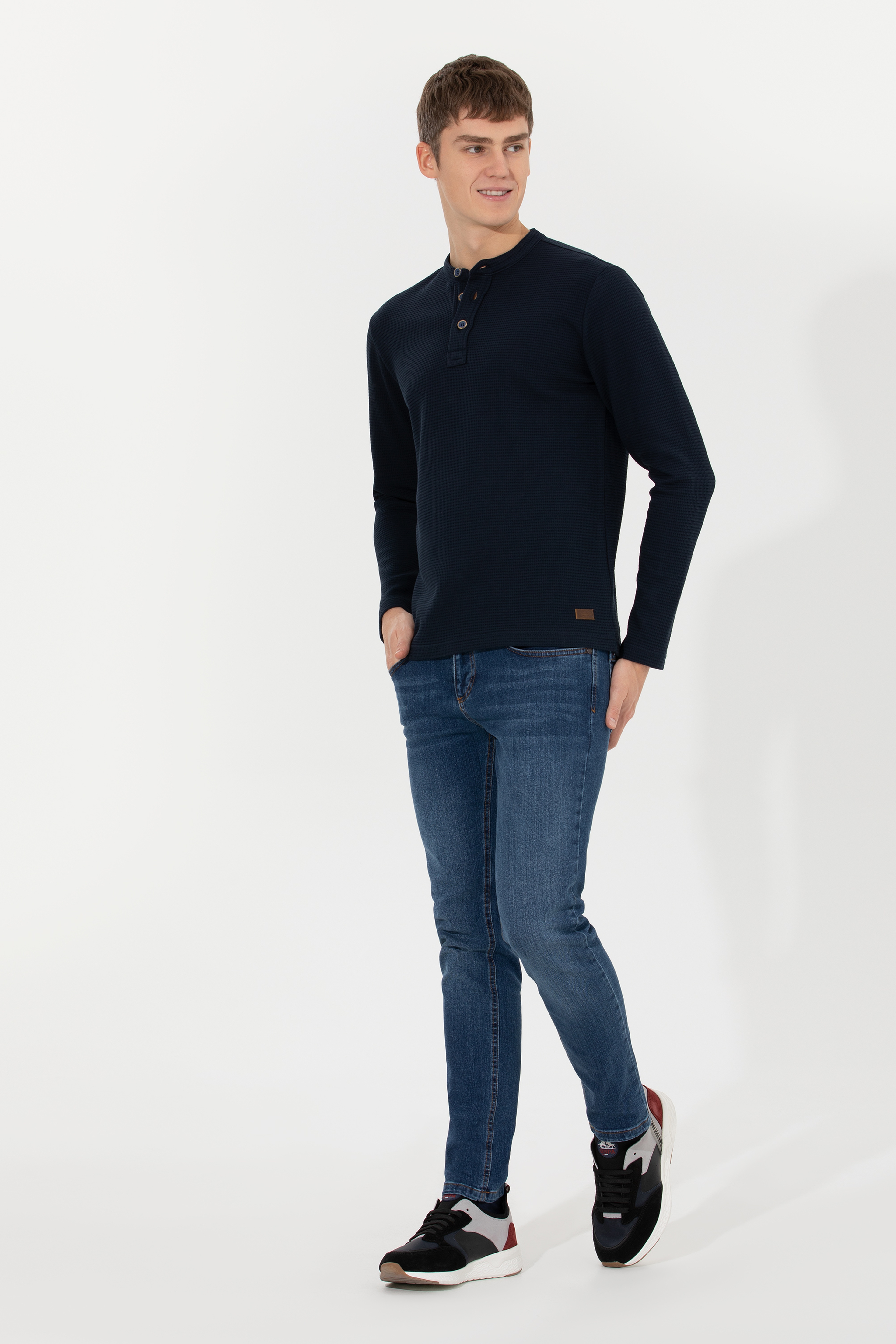 Erkek Lacivert Sweatshirt - Image 4