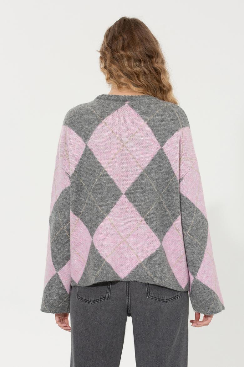 Kadın Gri Melanj Kazak - 50254359005