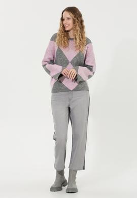 Kadın Gri Melanj Kazak - 50254359005