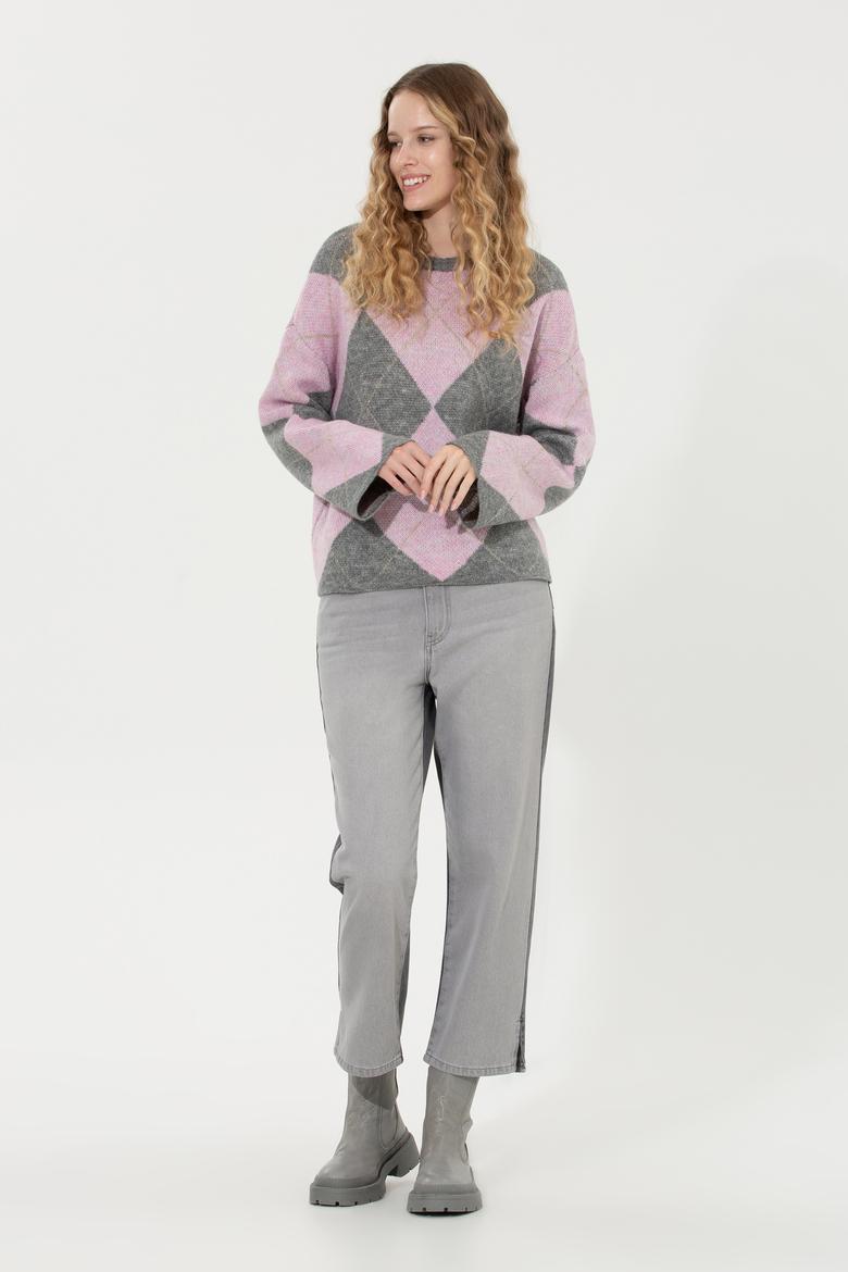 Kadın Gri Melanj Kazak - 50254359005