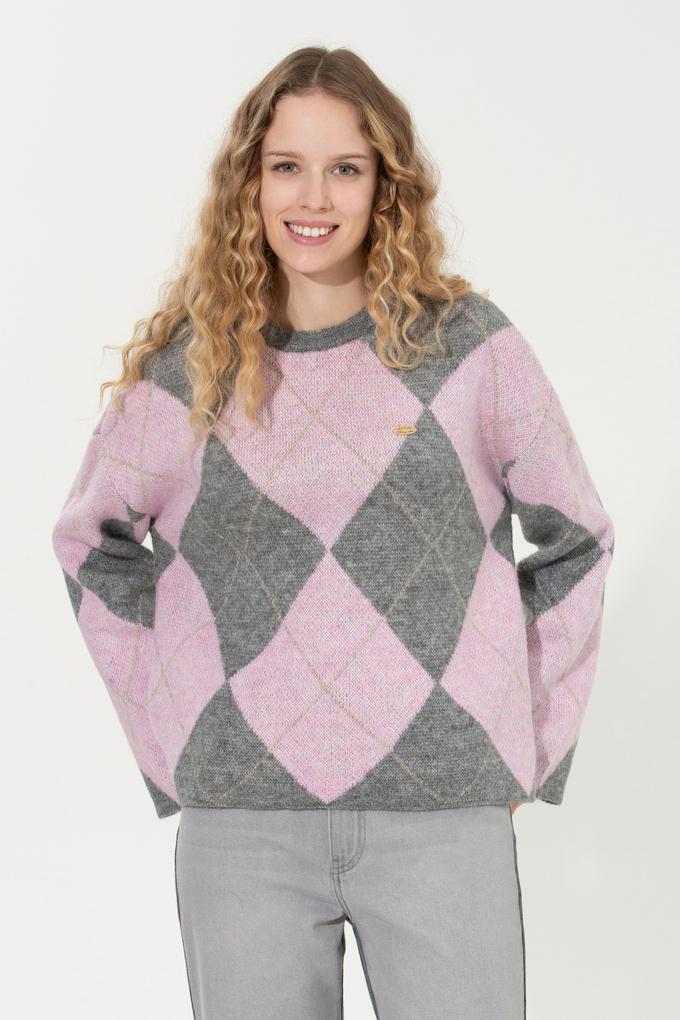 Kadın Gri Melanj Kazak