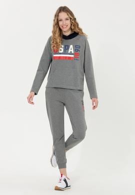 Kadın Gri  Melanj Kapüşonlu Sweatshirt - 50255839005