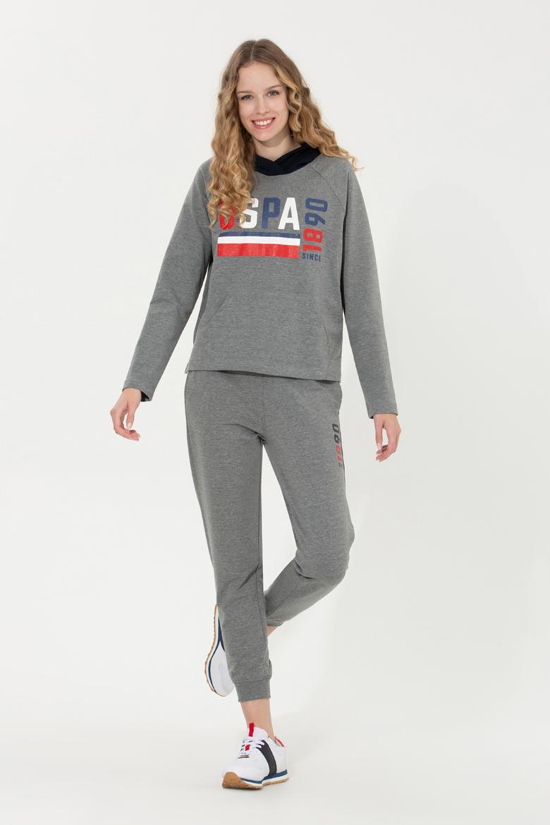 Kadın Gri  Melanj Kapüşonlu Sweatshirt - 50255839005