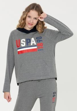 Kadın Gri  Melanj Kapüşonlu Sweatshirt - 50255839005