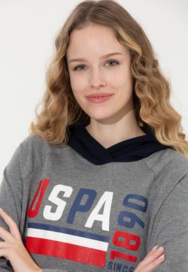 Kadın Gri  Melanj Kapüşonlu Sweatshirt - 50255839005