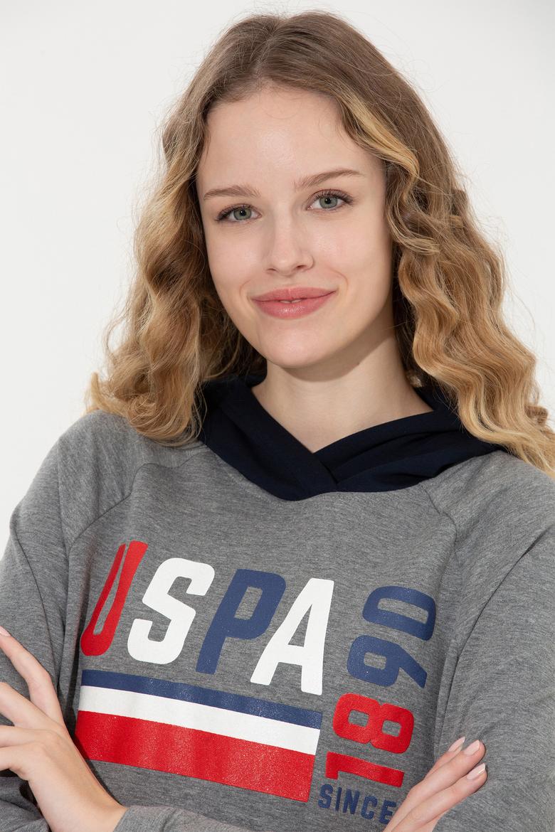 Kadın Gri  Melanj Kapüşonlu Sweatshirt - 50255839005