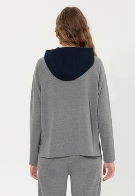 Kadın Gri  Melanj Kapüşonlu Sweatshirt - 50255839005