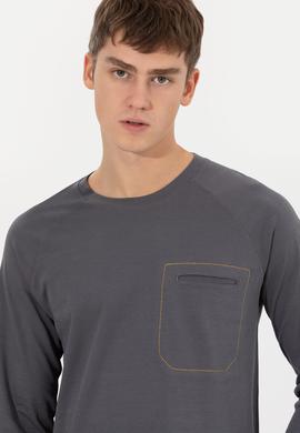 Erkek Antrasit Bisiklet Yaka Sweatshirt - 50256404033