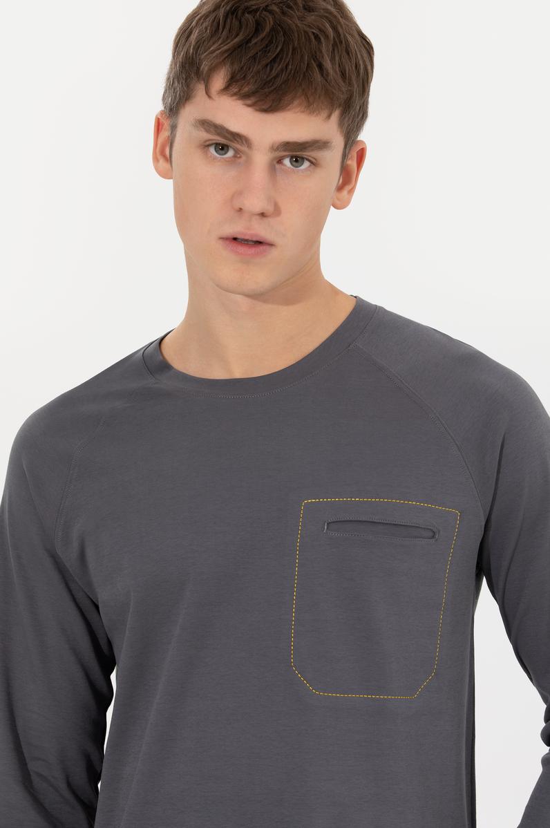 Erkek Antrasit Bisiklet Yaka Sweatshirt