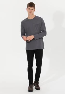 Erkek Antrasit Bisiklet Yaka Sweatshirt - 50256404033