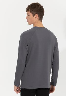 Erkek Antrasit Bisiklet Yaka Sweatshirt - 50256404033