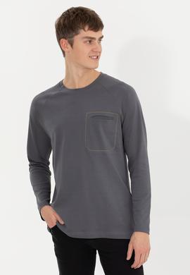 Erkek Antrasit Bisiklet Yaka Sweatshirt - 50256404033