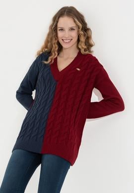 Kadın Lacivert V Yaka Kazak - 50256610007