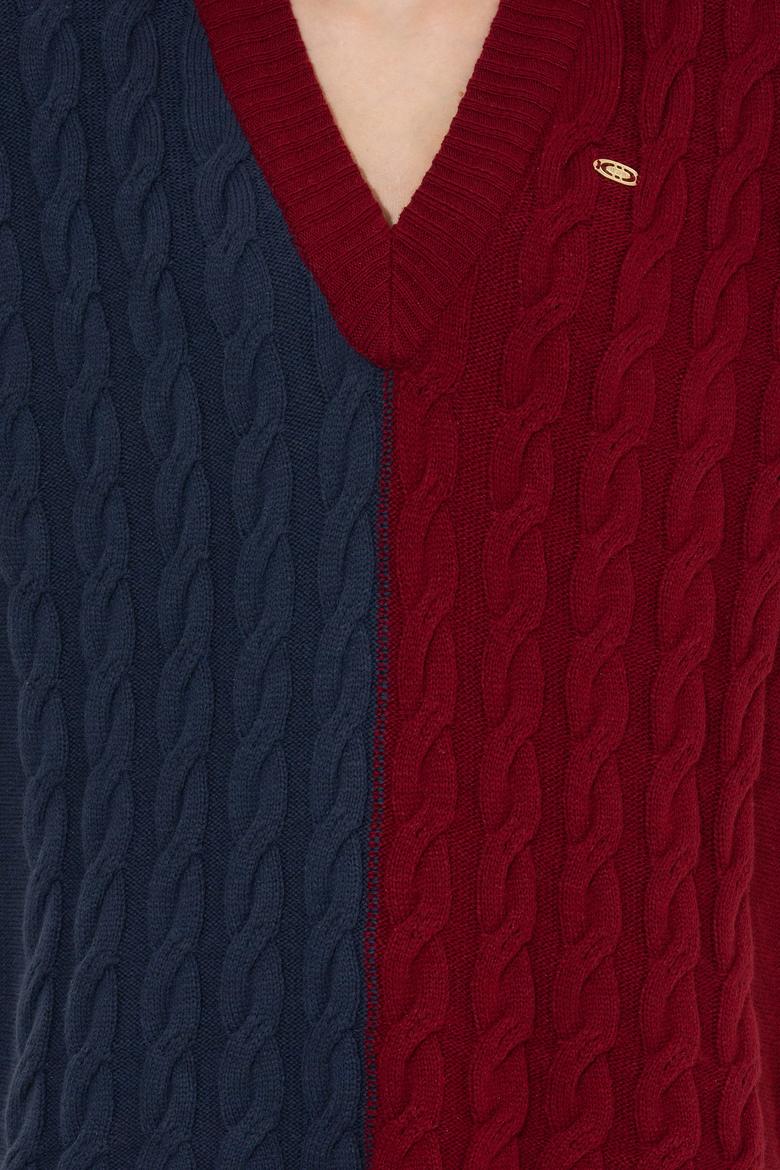 Kadın Lacivert V Yaka Kazak - 50256610007