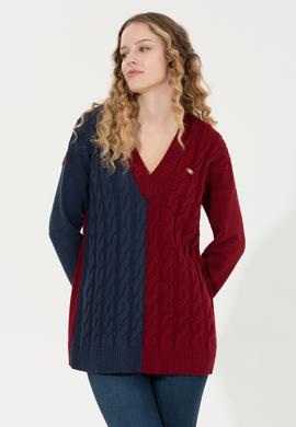 Kadın Lacivert V Yaka Kazak - 50256610007