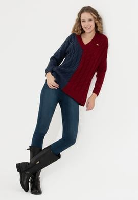 Kadın Lacivert V Yaka Kazak - 50256610007