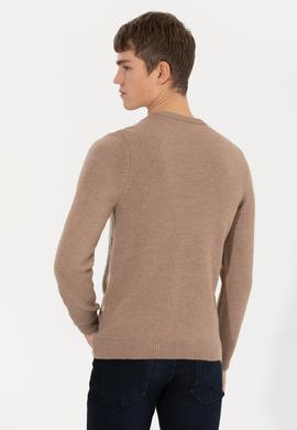 Erkek Camel Melanj Bisiklet Yaka Triko Kazak - 50256663027